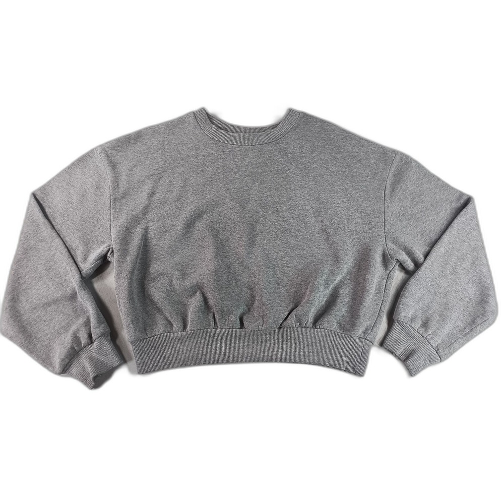 Wild Fable Cropped Sweatshirt L Gray Cotton Blend Relaxed Fit Long Sleeve